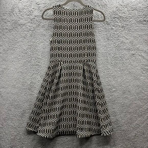 Anthropologie Leifsdottir Small Dress Black White Chevron Pattern Front Full Zip - Picture 9 of 9